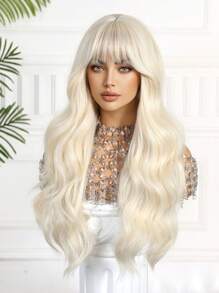 26 Zoll lange, lockige Kunsthaarperücke in Gold, natürlich aussehend und weich, hitzebeständig, gewellte Damenperücken für den täglichen Gebrauch, Halloween, Weihnachtsgeschenke, HOTSALES