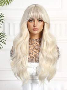 26 Zoll lange, lockige Kunsthaarperücke in Gold, natürlich aussehend und weich, hitzebeständig, gewellte Damenperücken für den täglichen Gebrauch, Halloween, Weihnachtsgeschenke, HOTSALES