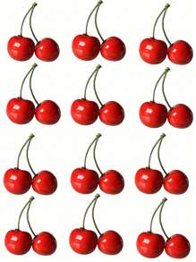 10/30/50 Peças Simulação de Cereja de Fruta, Decoração de Cereja de Fruta Realista, Adequado para Decoração de Mesa de Casa, Decoração de Festa de Frutas de Cozinha, Acessórios de Decoração de Bolo de Festa de Aniversário, Decoração de Cenário de Casamento, Falso Sundae e Cupcakes