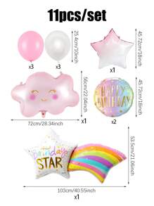 1/11 Stück Regenbogen Wolke Ballon Set, leuchtend rosa & weiße Regenbogen Wolke Party Dekoration, Boho Regenbogen Wolke Girlande, Geburtstags Party Zubehör, Babyparty, Themen Party, Makronen Geburtstag, Geschlechtsoffenbarung, Wolke Geburtstag Dekoration