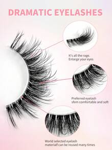 ENCHUW 14 pares de pestañas postizas ENCHUW con banda transparente, pestañas naturales rizadas para maquillaje de fiesta, pestañas postizas de imitación de visón