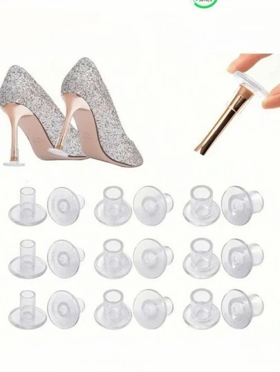 QKC 18 st/9 par genomskinliga högklackade skydd, 3 storlekar Mjuka hälskydd för att gå på gräs Ojämnt golv Anti-halkhälreparationsskydd slutar sjunka in i grässkydd för kvinnor Bröllopsskor