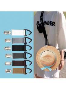 1pc New Fabric Elastic-Free Hat Clip, European And American Style Outdoor Travel Straw Hat Clip, Portable Hat Companion For Bag