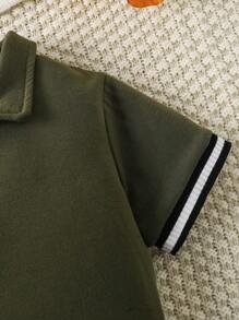 2 stuks/set peuterjongens zomer militair groen, zwart, wit korte mouwen poloshirts, casual sportvakantie poloshirts