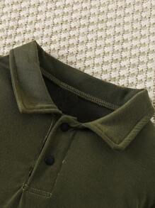 2 stuks/set peuterjongens zomer militair groen, zwart, wit korte mouwen poloshirts, casual sportvakantie poloshirts