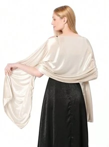 1pc Fashionable Evening Wrap Shawl, Satin Shawl, Extra Long Wedding Shawl For Brides Party
