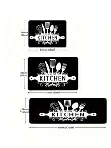 1/2/3pcs Non-Slip Cutlery Graphic Kitchen Rug - Dirt Resistant, Waterproof, Machine Washable, Soft And Comfortable - Perfect For Kitchen, Living Room, Porch, Balcony, And Home Decor - Multicolor - View 5