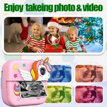 Kids Instant Print Camera, Christmas Birthday Gift, 6-12 Years Girls Boys, HD Digital Camera, Portable Toys 6 7 8 9 10 Years Girls, Pink - Multicolor - View 7