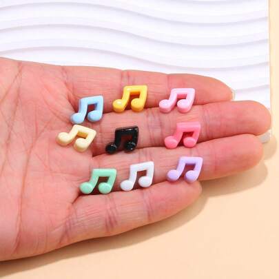 10/30/50pcs Cute Mini Shiny Resin Music Notes, Multi-Color, Flat Back Suitable For DIY Scrapbooking And Jewelry Crafts, Resin, Colorful, Scrapbooking, Jewelry Making, Handicrafts - Random Colors