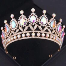 1 PIEZA Deslumbrante corona de cristal Tiaras y coronas para fiestas, bailes de graduación para mujeres, accesorios de boda y pelo, joyería, tocado de regalo