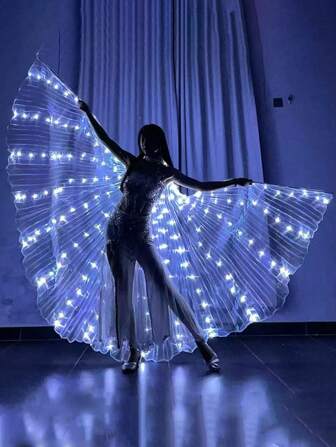 Alas con luces LED de colores brillantes con varita y capa, regalo para festivales y celebraciones, decoración de escenario, decoración navideña y de San Valentín, decoración del hogar, decoración para fiestas temáticas