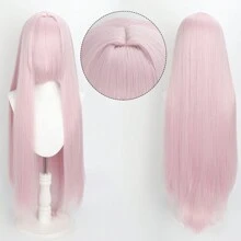 Karida Parrucca da cosplay lunga in fibra sintetica con frangia, parrucca da cosplay universale per capelli lisci a strati, resistente al calore, ad alta densità, aspetto naturale, 35 pollici/90 cm, parrucca sintetica extra lunga per donne, parrucche da cosplay artificiali per feste, Ognissanti, Natale, verde, arancione, rosa, blu, nero