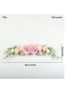 1pc Artificial Hanging Rose Peony Flower Wreath With Green Leaves, Decoration For Wedding Ceremony Arch, Front Door, Home Wall
