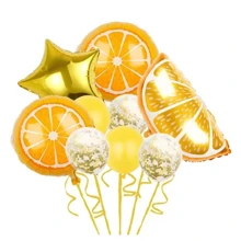 1 Set de decoración de globos con diseño de frutas, que incluye globos de aluminio con forma de fresa, naranja, plátano, sandía, naranja, aguacate y piña, perfecto para decorar una fiesta de cumpleaños con temática hawaiana
