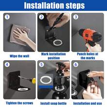 LEAPAIR 500ml Glossy Brown Shampoo Conditioner Disepnser Bottle With Pump With Tray/Label/Holder,2PCS PET Plastic Shower Gel Lotion Storage Container Reusable Empty Pump Bottle,Wall-Mounted Lotion Bottle Holder(Stainless Steel Punching Installation),For Shampoo, Shower Gel, Body Wash,Conditioner,Hand Soap, Dishwashing Liquid,For Bathroom, Bedroom, Office, Kitchen Sink, Travel, Beauty Salon, Hotel Home Bathroom Decor