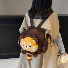 Mignon petit sac à dos de poupée de raton laveur sac à dos d'ours de bande dessinée sac d'ours de poupée amusant - Marron - Voir 2