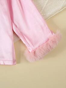 Set di pigiama da ragazza con maglietta a maniche lunghe e pantaloni, colore rosa