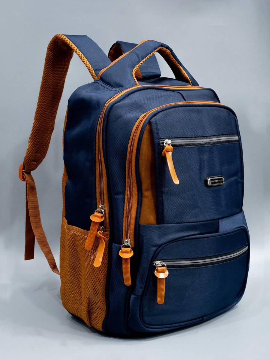Large Laptop Backpack For School Executive Men's Adults Reinforced Waterproof - 藏蓝色 - 查看 1
