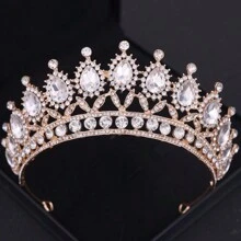 1 PIEZA Deslumbrante corona de cristal Tiaras y coronas para fiestas, bailes de graduación para mujeres, accesorios de boda y pelo, joyería, tocado de regalo