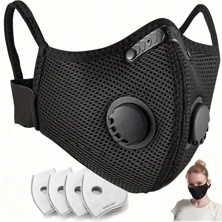 M Plus Dust Mask, Breathable Reusable Face Mask With 4 Activated Carbon Filters For Woodworking Construction Mowing Grinding - 2Pcs - View 1