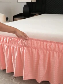 1pc Soft & Smooth Ruffle + Satin Elastic Bedskirt, Soft Bedding, Solid Color Hotel Style Bed Skirt, Stretchy Elastic Bed Ruffle, Suitable For Bedroom, Guest Room, Dormitory, Hotel, All Seasons