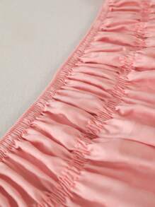 1pc Soft & Smooth Ruffle + Satin Elastic Bedskirt, Soft Bedding, Solid Color Hotel Style Bed Skirt, Stretchy Elastic Bed Ruffle, Suitable For Bedroom, Guest Room, Dormitory, Hotel, All Seasons