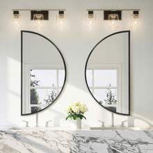 Wall Mirror - Bathroom Mirror Metal Frame Half Circle Mirror 2 Pack DIY For Bathroom, Bedroom, Living Room, Cloakroom, Entryway Home Decor Gifts