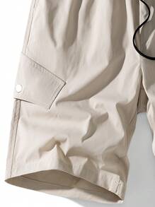 Pantalones cortos bermudas holgados, casuales y finos de verano para hombre, con estilo versátil y de ropa de trabajo - Caqui - Ver 4