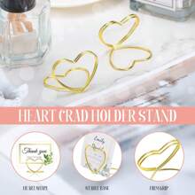 40pcs Heart Shape Metal Gold Table Number Seat Card Holder, Photo Holder Stand Wedding Table Number Name Card Holder Suitable For Wedding Valentine's Day Birthday Party Table Sign Decoration