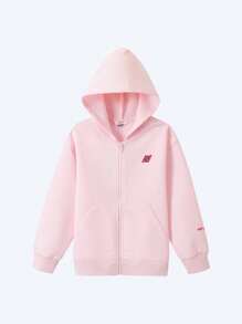 Annil 适合男孩和女孩的儿童运动外套，温暖、有弹性、宽松、时尚、简约，适合秋季。 - 粉色 - 查看 1