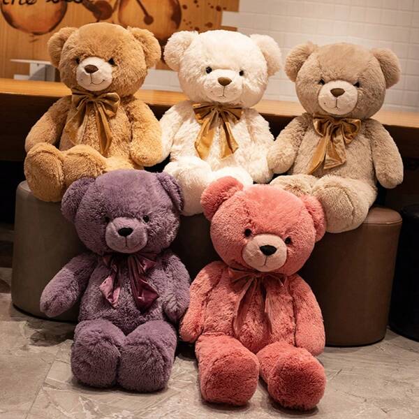 Decoração de Natal Tamanho Grande de Aproximadamente 85cm Urso de Pelúcia Gigante, Brinquedos de Urso Adoráveis com Laço, Pelúcia Macia de Animal de Pelúcia para Relaxar, Brinquedo de Urso para Amigo, Presente de Aniversário, Dia dos Namorados, Natal