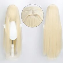 Karida Parrucca da cosplay lunga in fibra sintetica con frangia, parrucca da cosplay universale per capelli lisci a strati, resistente al calore, ad alta densità, aspetto naturale, 35 pollici/90 cm, parrucca sintetica extra lunga per donne, parrucche da cosplay artificiali per feste, Ognissanti, Natale, verde, arancione, rosa, blu, nero