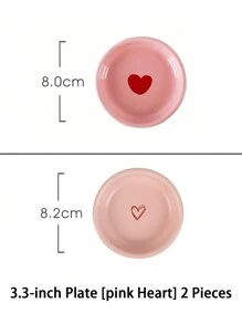 1 Set Pink Heart-Shaped Ceramic Dinnerware Set, Highly Attractive Ins Household Tableware, Including 3.3-Inch Dish, 4.5-Inch Bowl, Heart-Shaped Spoon, Handled Cup, 6-Inch Noodle Bowl, 7.8-Inch Plate, Chopsticks; Ideal Housewarming Gift With Creativity And Aesthetic Appearance School Supplies,Christmas Gift