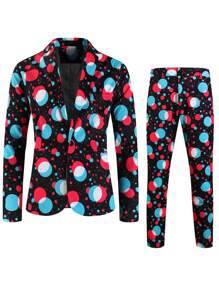 2pcs/Set Men's Printed Suit Set (Random Print) - Multicolor - View 2
