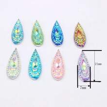 7*21mm Eyebrow Face Sticking Phoenix Tail Drill Teardrop Resin Flat Bottom Drill Peacock Tail DIY Jewelry Accessories - Multicolor - View 2