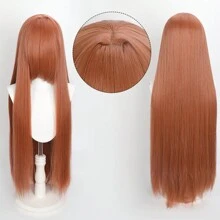 Karida Parrucca da cosplay lunga in fibra sintetica con frangia, parrucca da cosplay universale per capelli lisci a strati, resistente al calore, ad alta densità, aspetto naturale, 35 pollici/90 cm, parrucca sintetica extra lunga per donne, parrucche da cosplay artificiali per feste, Ognissanti, Natale, verde, arancione, rosa, blu, nero