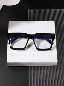 1 件装男士夏季亚克力休闲方框时尚黑色眼镜，适合日常阅读和工作通勤使用 - 彩色 - 查看 3