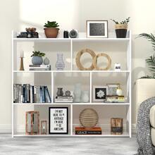 OYAJIA ✨4-Tier Modern 7 Cube Bookshelf - Sturdy Wooden Freestanding Bookcase With Open Shelves | Multi-Functional Display Storage Unit For Living Room, Bedroom, Office | Space-Saving White Shelving (Easy Assembly)