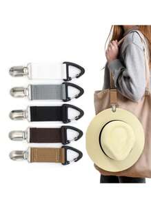 1pc New Fabric Elastic-Free Hat Clip, European And American Style Outdoor Travel Straw Hat Clip, Portable Hat Companion For Bag