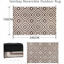 Outdoor Patio Rugs Waterproof Large Plastic Straw Rugs Reversible Portable Picnic Blanket Easy Cleanning Camping Mat Outdoor Area Rug For Garden Balcony Deck - 咖啡棕 - 查看 7