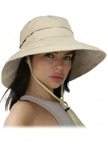 1pc Women's Sun Hat, Gardening Hat, Wide Brim Ponytail Hat, Beach Sun Protection Hat, Breathable Material, Summer Sun Hat, Foldable Brim - A - View 18