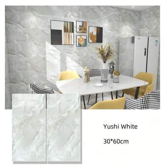 10/20 piezas Adhesivos de pared con patrón de mármol 3D, protector de pared autoadhesivo e impermeable, adecuado para cocina, sala de estar, baño, pasillo, oficina, pared de acento, techo, decoración del hogar y dormitorio, papel tapiz autoadhesivo