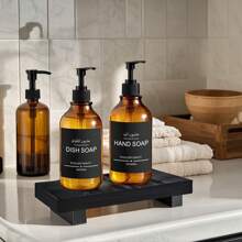 LEAPAIR 500ml Glossy Brown Shampoo Conditioner Disepnser Bottle With Pump With Tray/Label/Holder,2PCS PET Plastic Shower Gel Lotion Storage Container Reusable Empty Pump Bottle,Wall-Mounted Lotion Bottle Holder(Stainless Steel Punching Installation),For Shampoo, Shower Gel, Body Wash,Conditioner,Hand Soap, Dishwashing Liquid,For Bathroom, Bedroom, Office, Kitchen Sink, Travel, Beauty Salon, Hotel Home Bathroom Decor