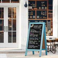 A-Frame Chalkboard 40" X 20", Chalk Board Sign Board Magnetic Sandwich Board Pine Wooden Freestanding Double-Sided Chalkboard Easel For Restaurant Cafe Shop Wedding Party, Blue - Blue - View 6