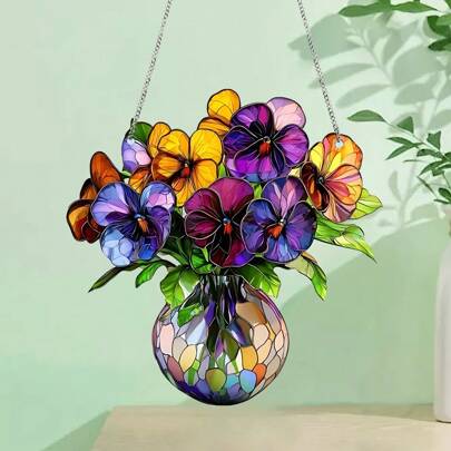 1/2个彩色绣球花阳光捕捉器，亚克力材质，适用于房间、客厅、办公室、庭院、花园装饰，家居装饰，是馈赠亲友的理想礼物，2D