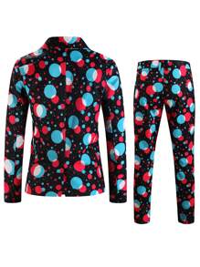 2pcs/Set Men's Printed Suit Set (Random Print) - Multicolor - View 3