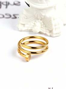 Ladies' Fashionable Curved Screws, Jewelry, Wedding Rings, Party Gifts, Accessories, Stainless Steel Multi-Layer Adjustable Rings, Gifts - Gold - View 2
