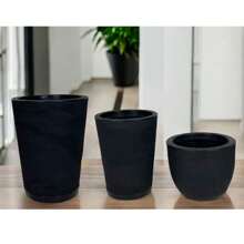 Kit Of 3 Polyethylene Plant Pots S - M - L With Saucer - màu đen - Xem 1
