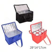 1pc Non-Woven Fabric Beverage/Beer/Lunch Box Foldable Portable Outdoor Camping Aluminum Foil Bag, Reusable - Multicolor - View 1