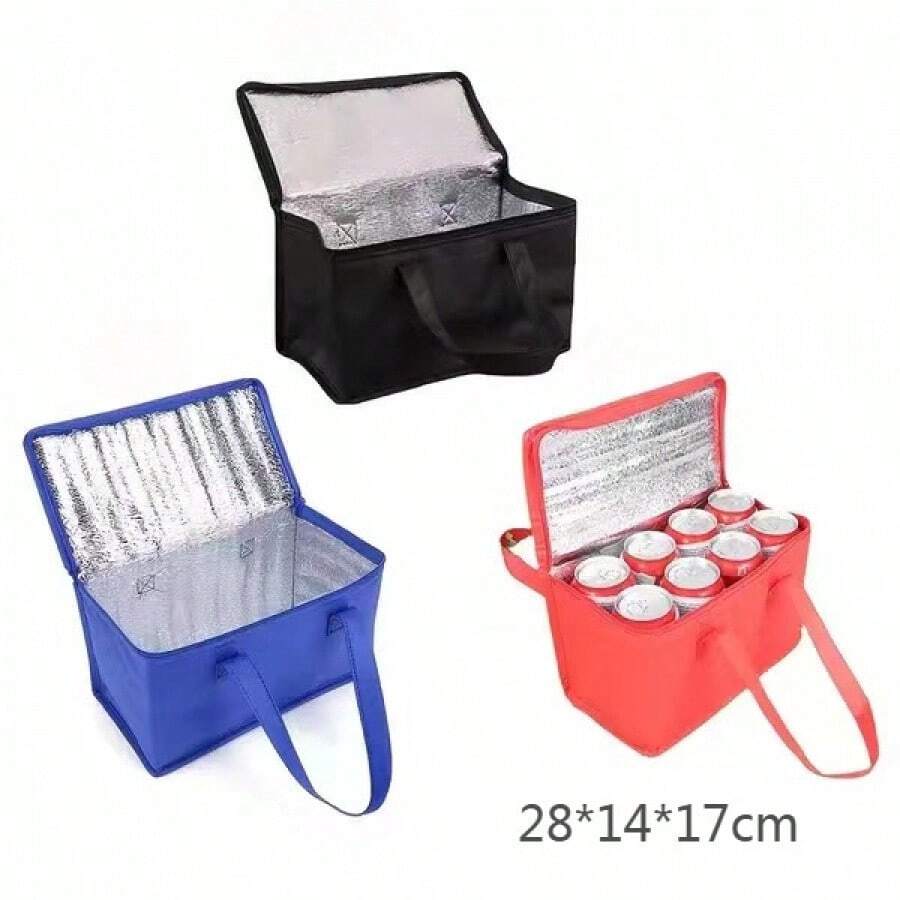 1pc Non-Woven Fabric Beverage/Beer/Lunch Box Foldable Portable Outdoor Camping Aluminum Foil Bag, Reusable - Multicolor - View 1